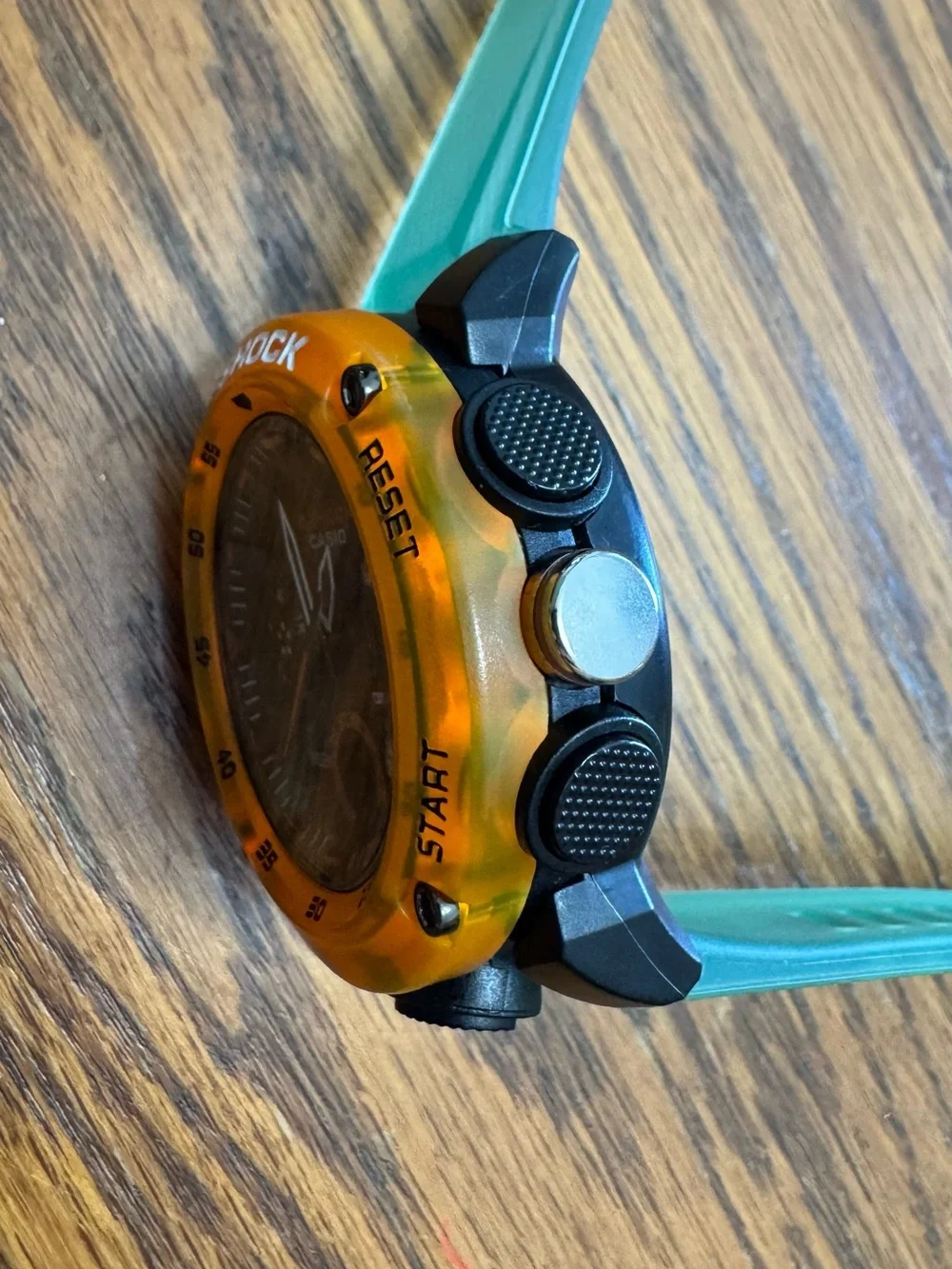 G-Shock Green Strap with Orange Bezel Analog-Digital Watch